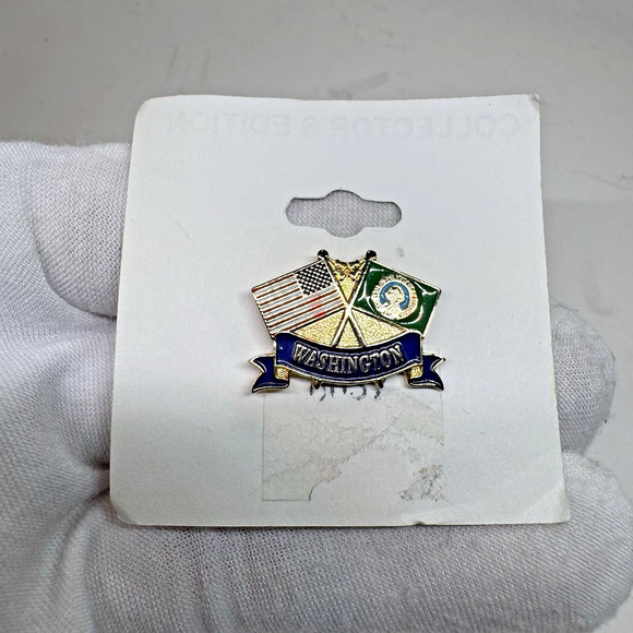 Washington & American Flag Collector's Ed. Lapel Hat Pin LW Bristol Classics Vtg - Picture 5 of 6